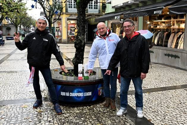 Football, Men, Season 2023 2024, UEFA Champions League Group C, Matchday 5 , SC Sporting Braga 1 FC Union Berlin, Union fans in the city center of Braga, 29 11 2023, Copyright: xMatthiasxKochx