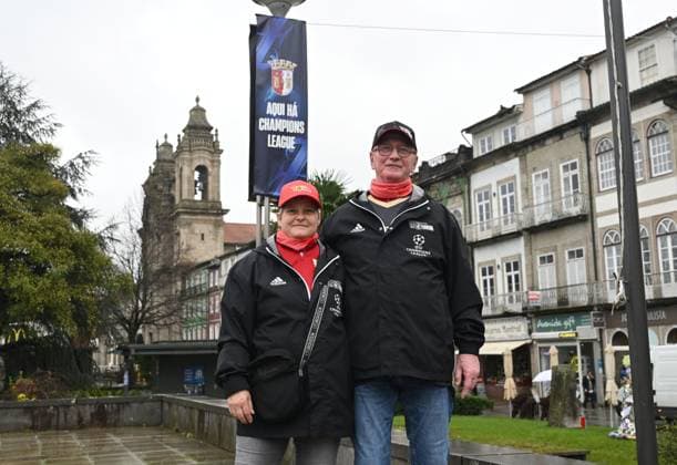 Football, Men, Season 2023 2024, UEFA Champions League Group C, Matchday 5 , SC Sporting Braga 1 FC Union Berlin, Union fans in the city center of Braga, 29 11 2023, Copyright: xMatthiasxKochx