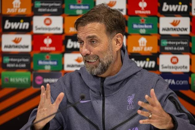 Football - UEFA Europa League - Group E - Liverpool FC v LASK - MD-1 LIVERPOOL, ENGLAND - Wednesday, November 29, 2023: Liverpool s manager Jürgen Klopp during a press conference, PK, Pressekonferenz at Anfield ahead of the UEFA Europa League Group E matchday 5 game between Liverpool FC and LASK. (Photo by David Rawcliffe Propaganda) LIVERPOOL Anfield MERSEYSIDE ENGLAND  Copyright: xDavidxRawcliffex P2023-11-29-Liverpool_LASK_MD-1-9