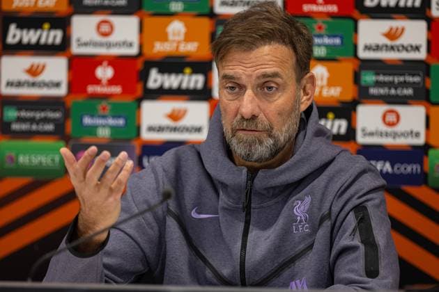 Football - UEFA Europa League - Group E - Liverpool FC v LASK - MD-1 LIVERPOOL, ENGLAND - Wednesday, November 29, 2023: Liverpool s manager Jürgen Klopp during a press conference, PK, Pressekonferenz at Anfield ahead of the UEFA Europa League Group E matchday 5 game between Liverpool FC and LASK. (Photo by David Rawcliffe Propaganda) LIVERPOOL Anfield MERSEYSIDE ENGLAND  Copyright: xDavidxRawcliffex P2023-11-29-Liverpool_LASK_MD-1-16