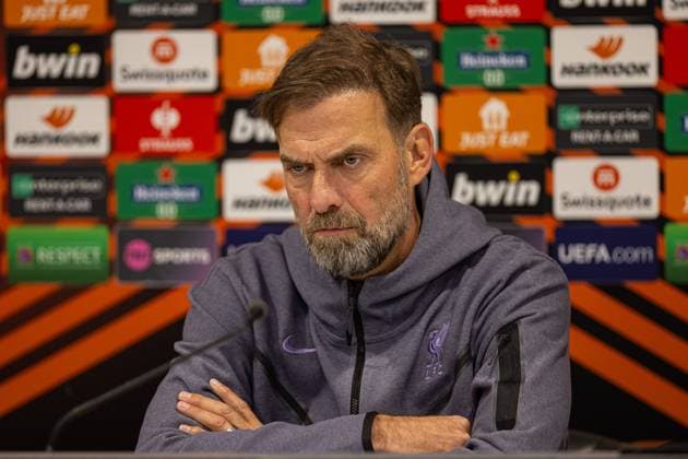 Football - UEFA Europa League - Group E - Liverpool FC v LASK - MD-1 LIVERPOOL, ENGLAND - Wednesday, November 29, 2023: Liverpool s manager Jürgen Klopp during a press conference, PK, Pressekonferenz at Anfield ahead of the UEFA Europa League Group E matchday 5 game between Liverpool FC and LASK. (Photo by David Rawcliffe Propaganda) LIVERPOOL Anfield MERSEYSIDE ENGLAND  Copyright: xDavidxRawcliffex P2023-11-29-Liverpool_LASK_MD-1