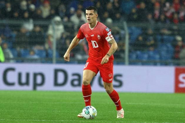 GRANIT XHAKA, Svizzera, Qualificazioni europee, Euro Qualyfing, Euro 2024, Swiss vs Kosovo 1-1, 18-11-2023, Azione, Action, Single shot QUALIFICAZIONI EUROPEE 2023-24 EURO 2024 SVIZZERA-KOSOVO 1-1