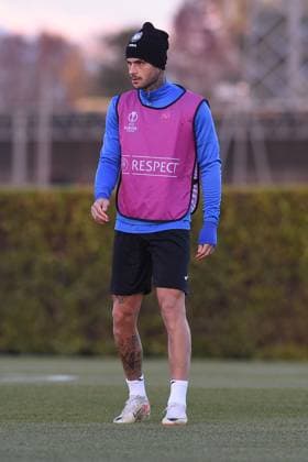 November 29, 2023, ZINGONIA, Italia: Atalanta s Gianluca Scamacca during a training session on the eve of the UEFA Europa League group D soccer match between Atalanta BC and Sporting Clube de Portugal, at Bortolotti Training Center in Zingonia, Italy, 29 November 2023..ANSA MICHELE MARAVIGLIA Soccer: Europa League; Atalanta-Sporting Clube de Portugal  - ZUMAa110 20231129_zaf_a110_024 Copyright: xMichelexMaravigliax