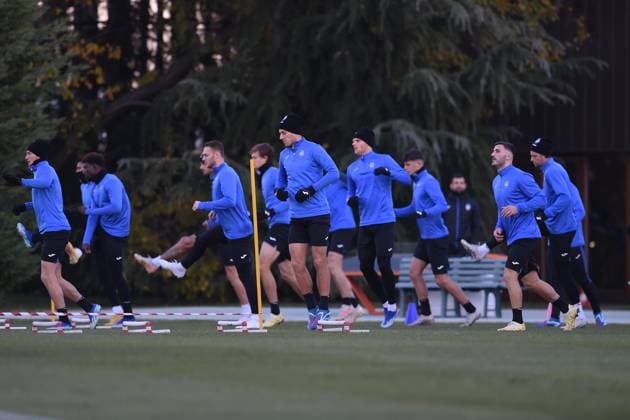 November 29, 2023, ZINGONIA, Italia: Atalanta™s players during a training session on the eve of the UEFA Europa League group D soccer match between Atalanta BC and Sporting Clube de Portugal, at Bortolotti Training Center in Zingonia, Italy, 29 November 2023..ANSA MICHELE MARAVIGLIA Soccer: Europa League; Atalanta-Sporting Clube de Portugal  - ZUMAa110 20231129_zaf_a110_025 Copyright: xMichelexMaravigliax