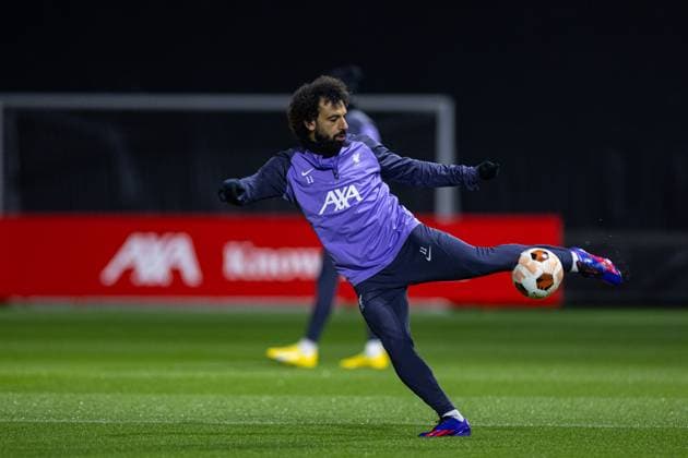 Football - UEFA Europa League - Group E - Liverpool FC v LASK - MD-1 LIVERPOOL, ENGLAND - Wednesday, November 29, 2023: Liverpool s Mohamed Salah during a training session at the AXA Training Centre ahead of the UEFA Europa League Group E match between Liverpool FC and LASK. (Photo by David Rawcliffe Propaganda) LIVERPOOL AXA Training Centre MERSEYSIDE ENGLAND  Copyright: xDavidxRawcliffex P2023-11-29-Liverpool_LASK_MD-1-52