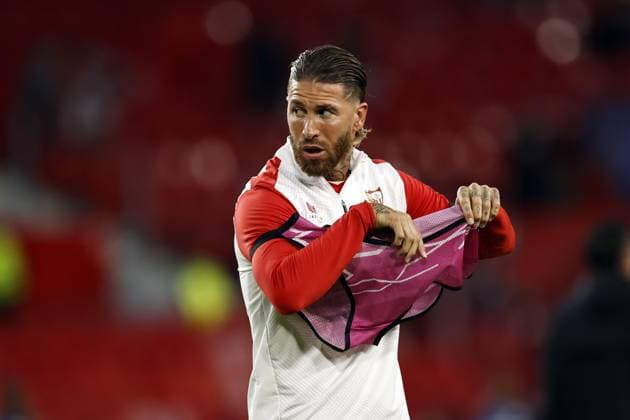 SEVILLE - Sergio Ramos of Sevilla FC during the UEFA Champions League Group B match between Sevilla FC and PSV Eindhoven at the Estadio Ramon Sanchez-Pizjuan on November 29, 2023 in Seville, Spain. ANP MAURICE VAN STEEN UEFA Champions League 2023 24 2023 2024 xVIxANPxSportx xxANPxIVx 485042827 originalFilename: 485042827.jpg