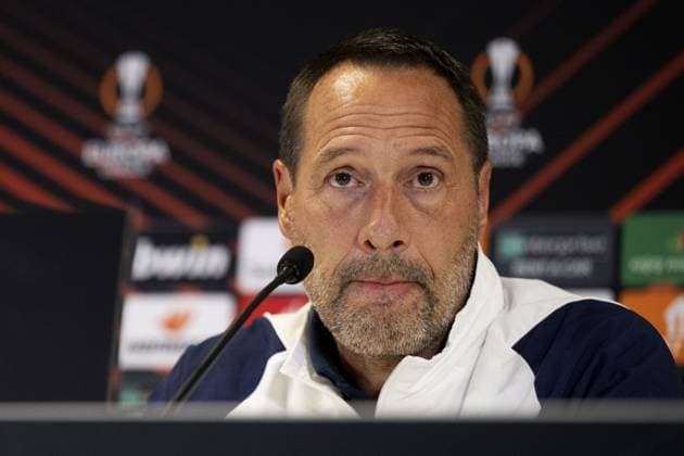 MARSEILLE - Ajax coach John van t Schip during the MD-1 press conference, PK, Pressekonferenz prior to the UEFA Europa League group B match against Olympique Marseille at Stade de Marseille on November 29, 2023 in Marseille, France. ANP OLAF KRAAK UEFA Europa League 2023 24 2023 2024 xVIxANPxSportx xxANPxIVx 485043140 originalFilename: 485043140.jpg