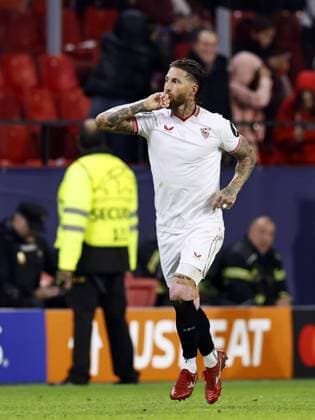 SEVILLA - Sergio Ramos of Sevilla FC celebrates the 1-0 during the UEFA Champions League Group B match between Sevilla FC and PSV Eindhoven at the Estadio Ramon Sanchez-Pizjuan on November 29, 2023 in Seville, Spain. ANP MAURICE VAN STEEN UEFA Champions League 2023 24 2023 2024 xVIxANPxSportx xxANPxIVx 485046860 originalFilename: 485046860.jpg