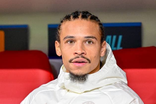 Leroy SANE FC Bayern Munich, FCB, 10 on the substitutes bench, single image, action, action, portrait, portrait, 29 11 2023, Munich Germany , football, UEFA Champions League, group stage, FC Bayern Munich FC Copenhagen xslx