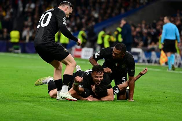 Goal celebration for 0 1 by Giovanni Simeone 18 Napoli , Real Madrid vs SSC Napoli, Football, Champions League, Group stage, 29 11 2023 Madrid Madrid Spain Copyright: xkolbert-press MarcxNiemeyerx