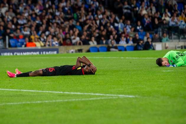 Real Sociedad Vs Salzburg FC: Group D - UEFA Champions League Mamady Diambou of Salzburg FC gestures during the UEFA Champions League match between Real Sociedad and Salzburg FC at Reale Arena. Donostia (Basque Country). November 29, 2023. (Gari Garaialde Bostok Photo) Spain  Copyright: xGarikoitzxGaraialdex GarixGaraialdex GG2311290052