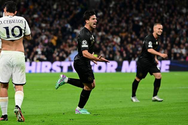 Goal celebration for 0 1 by Giovanni Simeone 18 Napoli , Real Madrid vs SSC Napoli, Football, Champions League, Group stage, 29 11 2023 Madrid Madrid Spain Copyright: xkolbert-press MarcxNiemeyerx