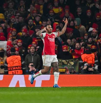 Arsenal v RC Lens UEFA Champions League Gabriel Jesus of Arsenal celebrates scoring during the UEFA Champions League Group B match at the Emirates Stadium, London Copyright: xNigelxBramleyx FIL-19308-0008 UK Newspapers OUT