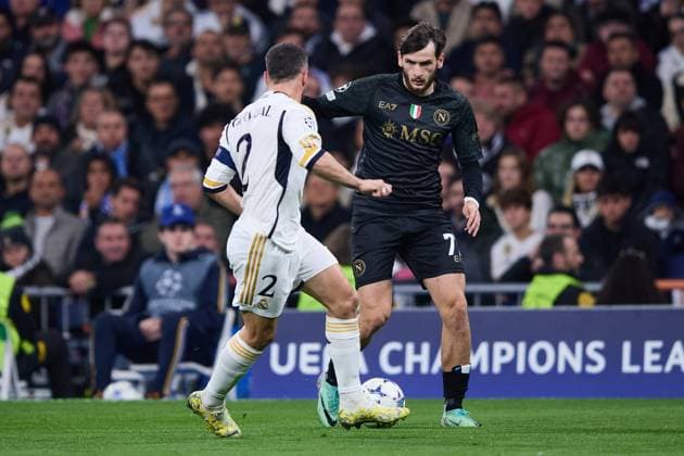 during the UEFA Champions League match between Real Madrid v SSC Napoli in Madrid, Spain, on November 29, 2023. FOOTBALL : Real Madrid vs SSC Napoli - UEFA Ligue des Champions - 29 11 2023 AlvaroMedranda Panoramic 