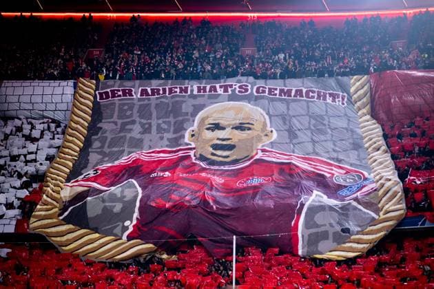 Choreo of the FCB Fans Ultras under the motto European Cup victory, in the picture The Arjen Robben did it, to celebrate the CL title 2013, GER, FC Bayern Muenchen FCB vs FC Copenhagen FCK , Football, UEFA Champions League, Matchday 5, Group A, Season 2023 2024, 29 11 2023 DFB DFL regulations prohibit any use of photographs as image sequences and or quasi video GER, FC Bayern Muenchen FCB vs FC Kopenhagen FCK , Football, UEFA Champions League, Matchday 5, Group A, Season 2023 2024, 29 11 2023 Muenchen Copyright: xEibner-Pressefoto Memmlerx EP_MMR