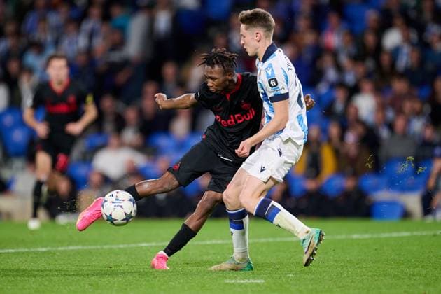 SOCCER - UEFA CL, Sociedad vs RBS SAN SEBASTIAN,SPAIN,29.NOV.23 - SOCCER - UEFA Champions League, group stage, Real Sociedad vs Red Bull Salzburg. Image shows Dorgeles Nene (RBS).  GEPAxpictures xDanielxFernandezxPerez