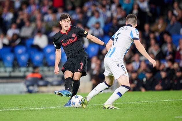 SOCCER - UEFA CL, Sociedad vs RBS SAN SEBASTIAN,SPAIN,29.NOV.23 - SOCCER - UEFA Champions League, group stage, Real Sociedad vs Red Bull Salzburg. Image shows Nicolas Capaldo (RBS).  GEPAxpictures xDanielxFernandezxPerez