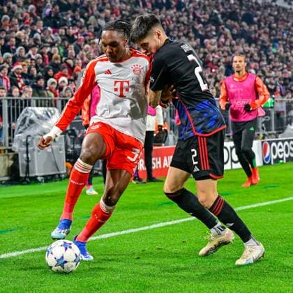 v li Mathys TEL FC Bayern Munich, FCB, 39 Kevin DIKS FC Copenhagen, 2 in duel, duel, tackle, dynamic, action, action, 29 11 2023, Munich Germany , football, UEFA Champions League, group stage, FC Bayern Munich FC Copenhagen xslx