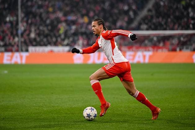 29 11 2023, Munich, Germany, Allianz Arena, Bayern Muenchen vs FC Copenhagen UEFA Champions League 2023 2024 Group A, Leroy Sane FC Bayern Muenchen in action, on the ball, single action Photo H Langer Munich Allianz Arena Germany  541_FCBKOP20231129_036 Langer-541