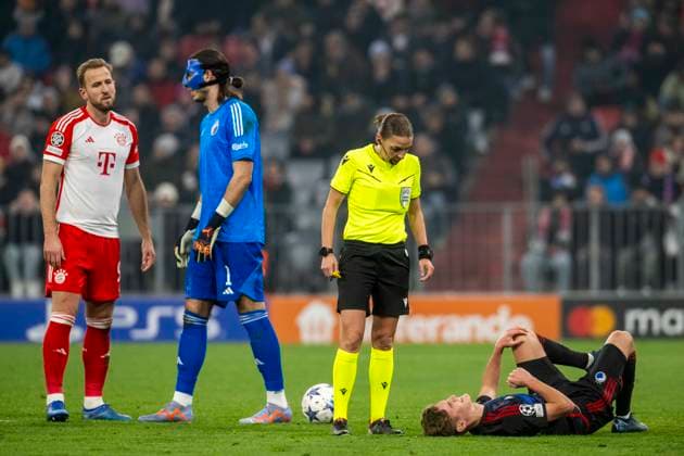 9 Harry kane FCB, referee Stephanie Frappert, FC Bayern Muenchen vs F C Copenhagen, ChampionsLeague, Muenchen 2023 11 29 Â