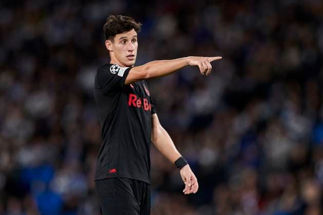 Real Sociedad v FC Red Bull Salzburg: Group D - UEFA Champions League 2023 24 Nicolas Capaldo of FC Red Bull Salzburg reacts during the UEFA Champions League match between Real Sociedad and FC Red Bull Salzburg at Reale Arena on November 29, 2023, in San Sebastian, Spain. San Sebastian Reale Arena Basque Country Spain RL_RSOvSLZ_070 Copyright: xRicardoxLarreinax