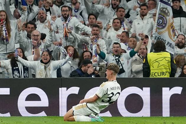 Champions League - Real Madrid v Napoli Real Madrid CF s Nicolas Paz celebrates goal during Champions League 2023 2024, Group C match Real Madrid v Napoli on November 29, 2023 in Madrid, Spain. Photo by Acero AlterPhotos ABACAPRESS.COM Madrid Spain  Copyright: xAcero AlterPhotos ABACAx