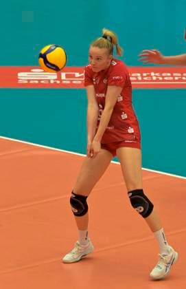 29 11 2023, Dresdens Jennifer Janiska at the reception, Dresdner SC SC Schwerin, Volleyball, European Cup, CEV Cup, Dresden Germany