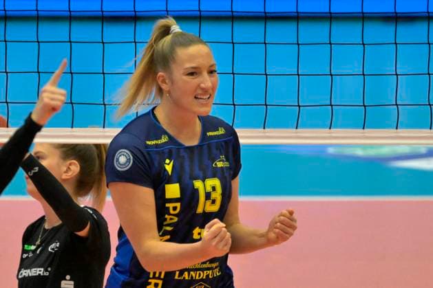 29 11 2023, Schwerins Laura Emonts, Dresdner SC SC Schwerin, volleyball, European Cup, CEV Cup, Dresden Germany