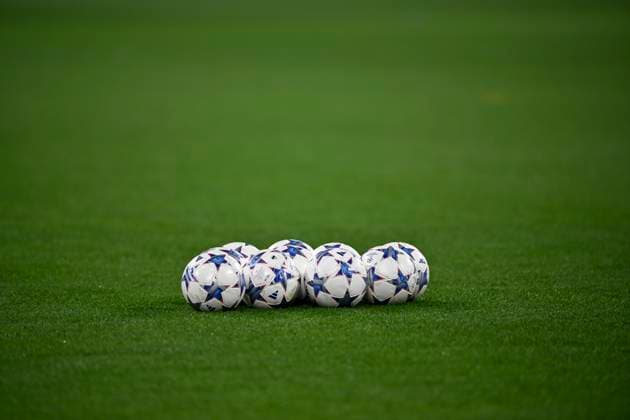Adidas Matchballs Derbystar Champions League Logo lie on grass FC Bayern Muenchen FCB vs FC Copenhagen Group Stage 5 Matchday 29 11 2023 DFL REGULATIONS PROHIBIT ANY USE OF PHOTOGRAPHS AS IMAGE SEQUENCES AND OR QUASI VIDEO FC Bayern Muenchen FCB vs FC Copenhagen