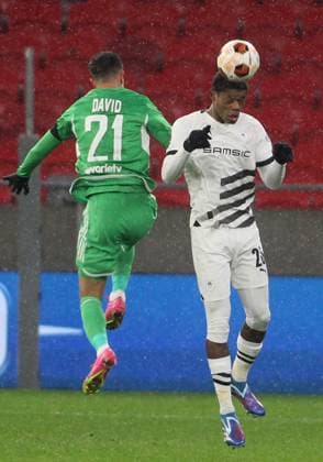 Warmed Omari(R) FC Stade Rennais FOOTBALL : Maccabi Haifa Vs Stade Rennais - Ligue Europa - 30 11 2023 AleksandarDjorovic Panoramic 