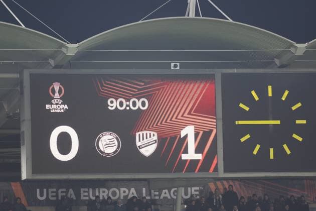 SOCCER - UEFA EL, Sturm vs Czestochowa GRAZ,AUSTRIA,30.NOV.23 - SOCCER - UEFA Europa League, group stage, SK Sturm Graz vs Rakow Czestochowa. Image shows scoring board.  GEPAxpictures xChrisxBauer