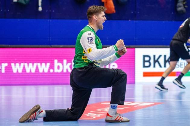 Mateusz Kornecki ThSV Eisenach, 16 jubel rejoices , Jubel Freude Emotion GER, TBV Lemgo Lippe vs ThSV Eisenach, Handball, 1 Bundesliga, 15 Matchday, Season 2023 2024, 30 11 2023 GER, TBV Lemgo Lippe vs ThSV Eisenach, Handball, 1 Bundesliga, 15 Matchday, Season 2023 2024, 30 11 2023 Lemgo Copyright: xEibner-Pressefotox xJanxStrohdiekx EP_JSK