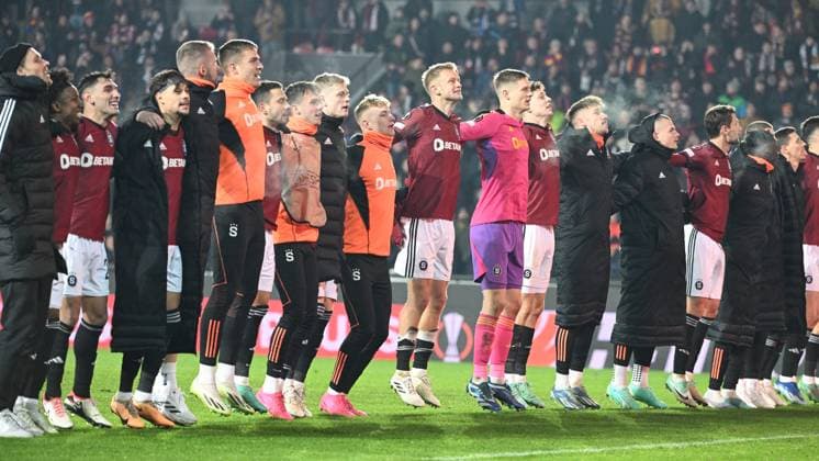 AC Sparta Praha players celebrate victory of the UEFA Europa League, 5th round, Group C, match AC Sparta Praha vs Real Betis (Sevilla), in Prague, Czech Republic, on November 30, 2023. (CTKxPhoto MichalxKamaryt) CTKPhotoP2023113009157  CTKPhotoP2023113009157