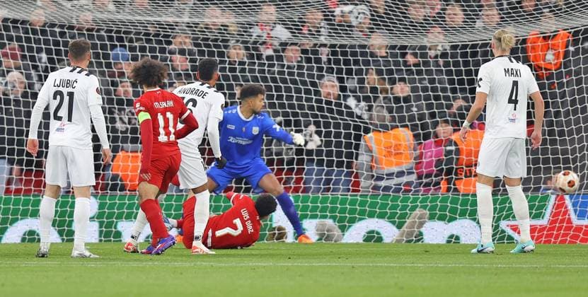 EDITORIAL USE ONLY No use with unauthorised audio, video, data, fixture lists, club league logos or live services. Online in-match use limited to 120 images, no video emulation. No use in betting, games or single club league player publications. Liverpool v LASK, UEFA Europa League, Group E, Football, Anfield, Liverpool, UK - 30 Nov 2023 EDITORIAL USE ONLY No use with unauthorised audio, video, data, fixture lists, club league logos or live services. Online in-match use limited to 120 images, no video emulation. No use in betting, games or single club league player publications.  Copyright: xMagixHaroun Shutterstockx 14236000c