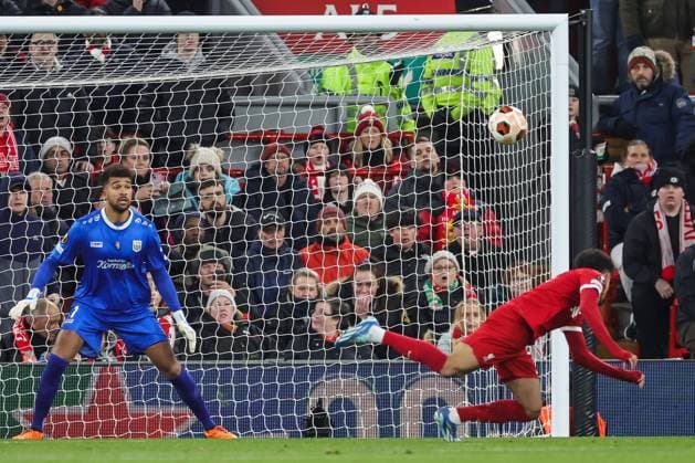 UEFA Europa League Group E Liverpool v LASK Luis Diaz 7 of Liverpool scores to make it 1-0 during the UEFA Europa League Group E match Liverpool vs LASK at Anfield, Liverpool, United Kingdom, 30th November 2023 (Photo by Mark Cosgrove News Images) Copyright: xMarkxCosgrove NewsxImagesx
