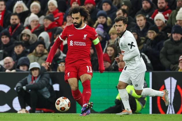 UEFA Europa League Group E Liverpool v LASK Mohamed Salah 11 of Liverpool in action during the UEFA Europa League Group E match Liverpool vs LASK at Anfield, Liverpool, United Kingdom, 30th November 2023 (Photo by Mark Cosgrove News Images) Copyright: xMarkxCosgrove NewsxImagesx