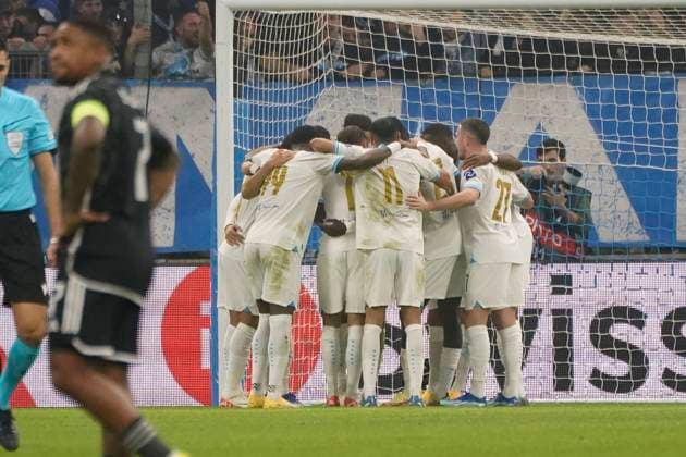 Fußball, EL, Olympique Marseille - Ajax Amsterdam Joie - Pierre Emerick Aubameyang (Olympique de Marseille) FOOTBALL : Olympique de Marseille vs Ajax d™Amsterdam - Europa League - Phase de groupe - Marseille - 30 11 2023 NorbertScanella Panoramic 