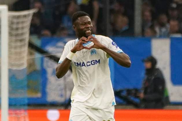 Fußball, EL, Olympique Marseille - Ajax Amsterdam Joie - Chancel Mbemba (Olympique de Marseille) FOOTBALL : Olympique de Marseille vs Ajax d™Amsterdam - Europa League - Phase de groupe - Marseille - 30 11 2023 NorbertScanella Panoramic 
