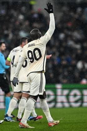 Fußball, EL, Servette Genf - AS Rom Cm Ginevra (Svizzera) 30 11 2023 - Europa League Servette-Roma foto Cristiano Mazzi Image nella foto: esultanza gol Romelu Lukaku 