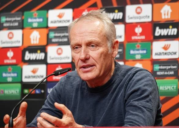 SC Freiburg Olympiacos FC Football UEFA Europa League 2023 2024, Matchday 5, SC Freiburg Olympiacos Piraeus, Europa Park Stadium, Freiburg Freiburg coach Christian Streich