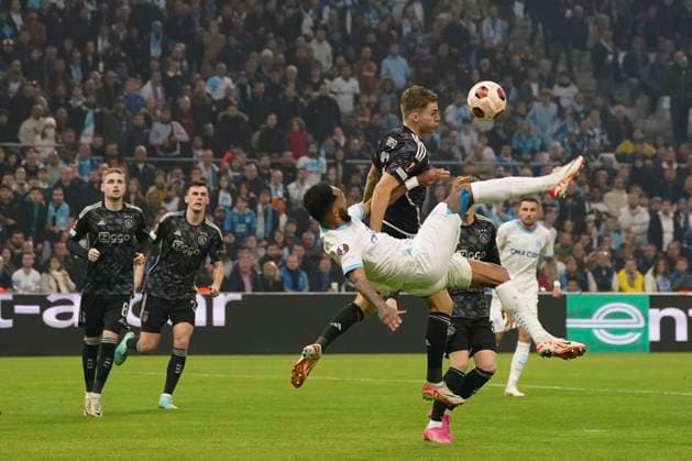 Fußball, EL, Olympique Marseille - Ajax Amsterdam But - Pierre Emerick Aubameyang (Olympique de Marseille) FOOTBALL : Olympique de Marseille vs Ajax d™Amsterdam - Europa League - Phase de groupe - Marseille - 30 11 2023 NorbertScanella Panoramic 