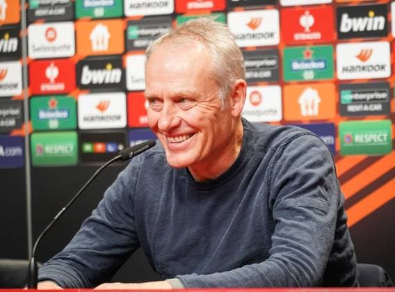 Football, EL, SC Freiburg - Olympiakos Piraeus, Press conference after the match