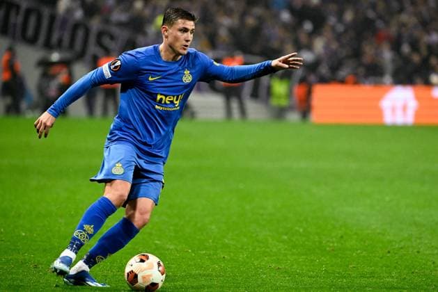 Union s Alessio Castro-Montes pictured in action during a soccer game French Toulouse FC and between Belgian Royale Union Saint Gilloise, on day 5 of the group phase of the UEFA Europa League competition, in group E, on Thursday 30 November 2023 in Toulouse, France. LAURIExDIEFFEMBACQ  x81200833x