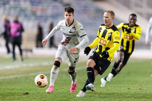 231130 Mikkel Rygaard Jensen of BK Häcken during the UEFA Europa League football match between BK Häcken and Bayer Leverkusen on November 30, 2023 in Gothenburg Photo Michael Erichsen BILDBYRAN COP 89 MI0578 football soccer football uefa europa league bk häcken bayer leverkusen bbeng  Copyright: MICHAELxERICHSEN BB231130MI062