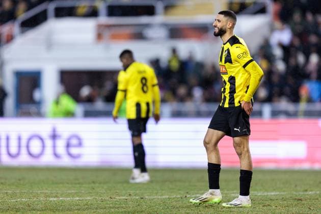 231130 Aiham Ousou of BK Häcken looks dejected during the UEFA Europa League football match between BK Häcken and Bayer Leverkusen on November 30, 2023 in Gothenburg Photo Michael Erichsen BILDBYRAN COP 89 MI0578 football soccer football uefa europa league bk häcken bayer leverkusen bbeng depp  Copyright: MICHAELxERICHSEN BB231130MI067