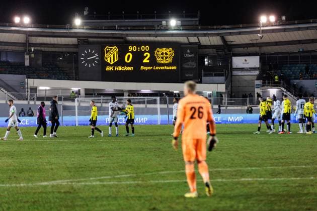 231130 Goalkeeper Peter Abrahamsson of BK Häcken after the UEFA Europa League football match between BK Häcken and Bayer Leverkusen on November 30, 2023 in Gothenburg Photo Michael Erichsen BILDBYRAN COP 89 MI0578 fotboll football soccer football uefa europa league bk häcken bayer leverkusen bbeng  Copyright: MICHAELxERICHSEN BB231130MI076