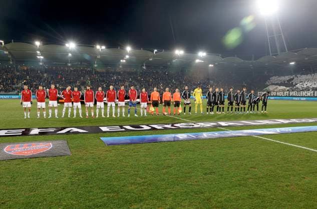 SOCCER - UEFA EL, Sturm vs Czestochowa GRAZ,AUSTRIA,30.NOV.23 - SOCCER - UEFA Europa League, group stage, SK Sturm Graz vs Rakow Czestochowa. Image shows the both teams.  GEPAxpictures xHansxOberlaender
