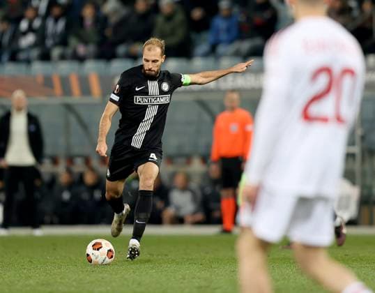 SOCCER - UEFA EL, Sturm vs Czestochowa GRAZ,AUSTRIA,30.NOV.23 - SOCCER - UEFA Europa League, group stage, SK Sturm Graz vs Rakow Czestochowa. Image shows Jon Gorenc-Stankovic (Sturm).  GEPAxpictures xHansxOberlaender