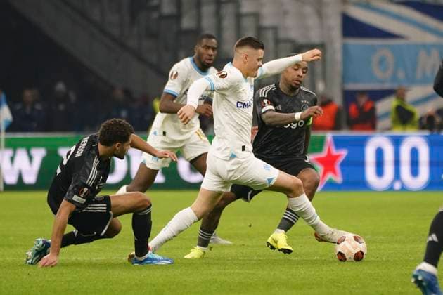 Vitinha (Olympique de Marseille) FOOTBALL : Olympique de Marseille vs Ajax d™Amsterdam - Europa League - Phase de groupe - Marseille - 30 11 2023 NorbertScanella Panoramic 