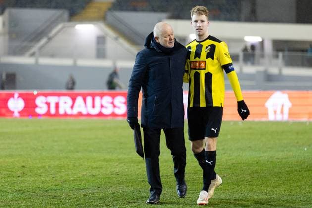 231130 Head coach Per Mathias Hogmo and Samuel Gustafson of BK Häcken looks dejected after the UEFA Europa League soccer match between BK Häcken and Bayer Leverkusen on November 30, 2023 in Gothenburg Photo Michael Erichsen BILDBYRAN COP 89 MI0578 bayer leverkusen bbeng bk häcken football fotball fotboll fotboll soccer uefa europa league depp  Copyright: MICHAELxERICHSEN BB231130MI091